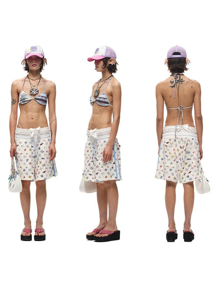 Trucker Purple Print Pink Multicolor Hat Embroiderey with Mesh Dizzy