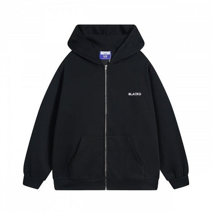 Black Longline Zip-Up Hoodie with Adorable Bunny Ear Accents