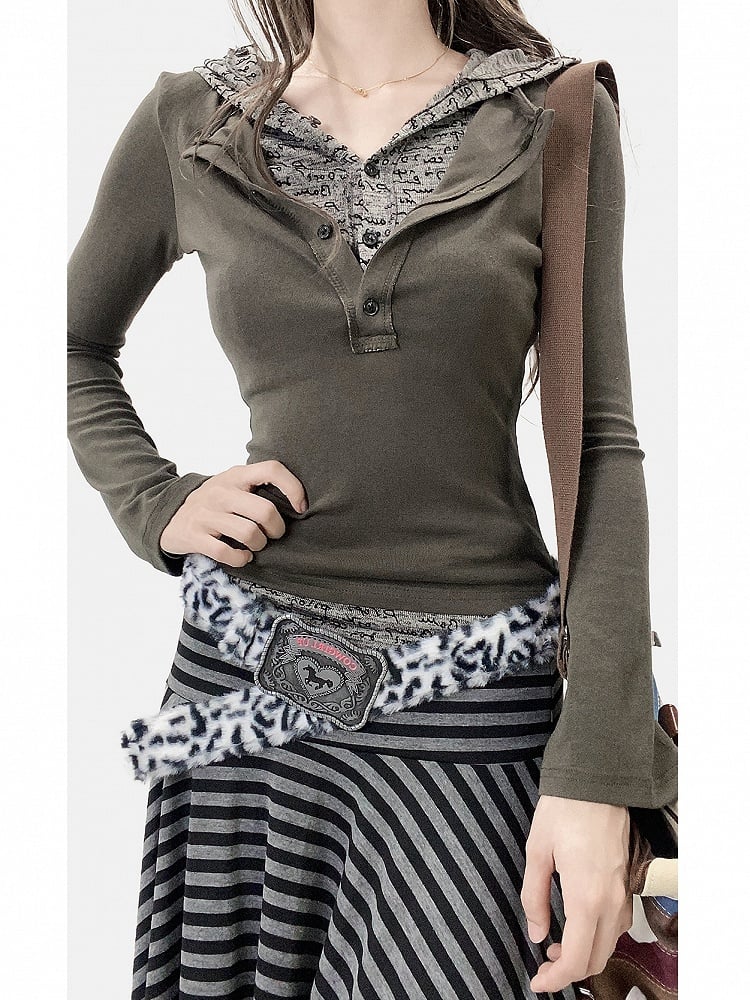 Punk Grün Zweiteiliger Top Hoodie Army Wasteland