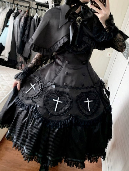 Black Cape Lolita Gothic Ruffled