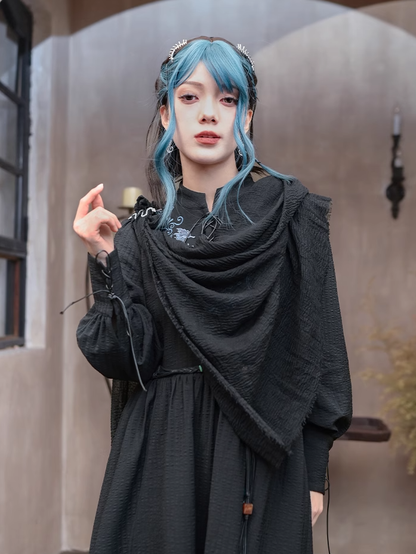 Punk Raw Hem Black Wasteland Vintage Scarf