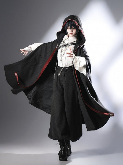 Schwarze Ouji Lolita Knickerbocker mit roten Bündchen