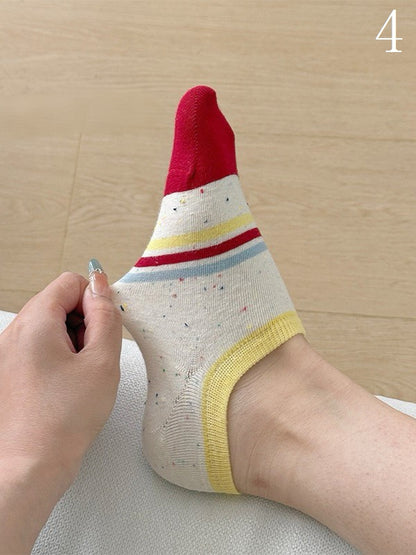 Cake/Apple/Bear/Puppy/Bowknot/Polka-dot/Striped Pattern/Floral Options Socks Ankle Colorful Print 17 With