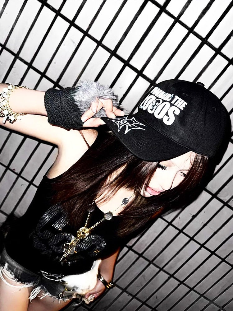 Skull-Embroidered Punk Baseball Cap with Letter Accents - DETW OnLine