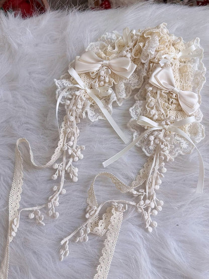Design Lace Details Beige Hairband Bow