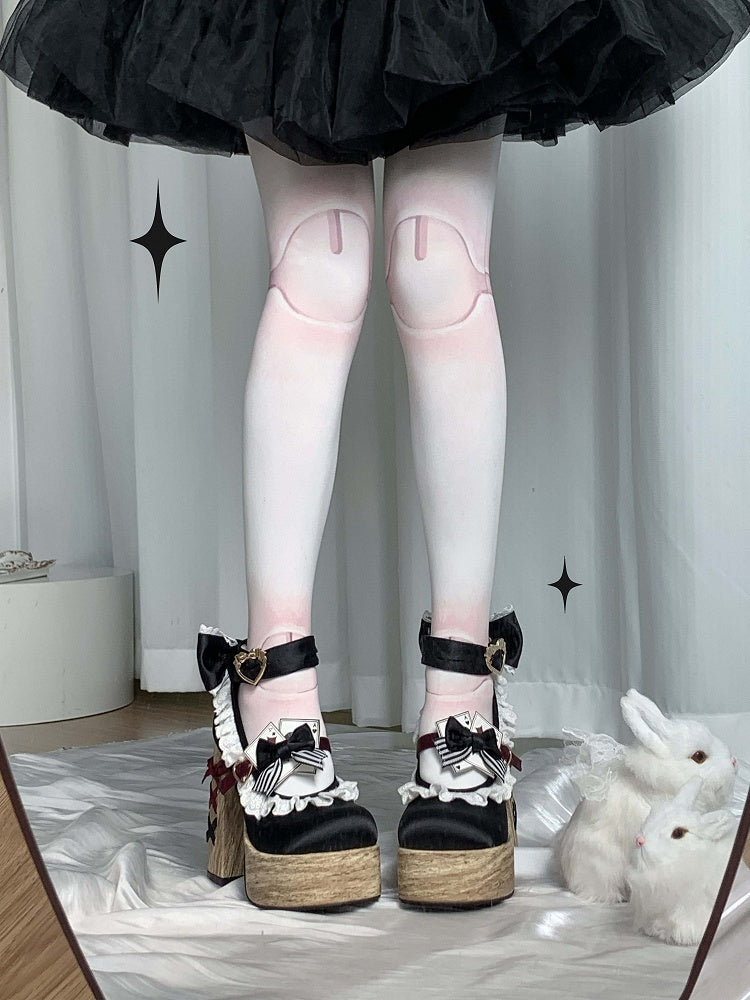 Alice in Wonderland Vibes Black and Red Sweet Lolita Platforms Mary Janes