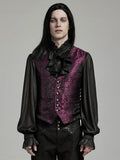 Black Red Men's Gothic Jacquard Waistcoat