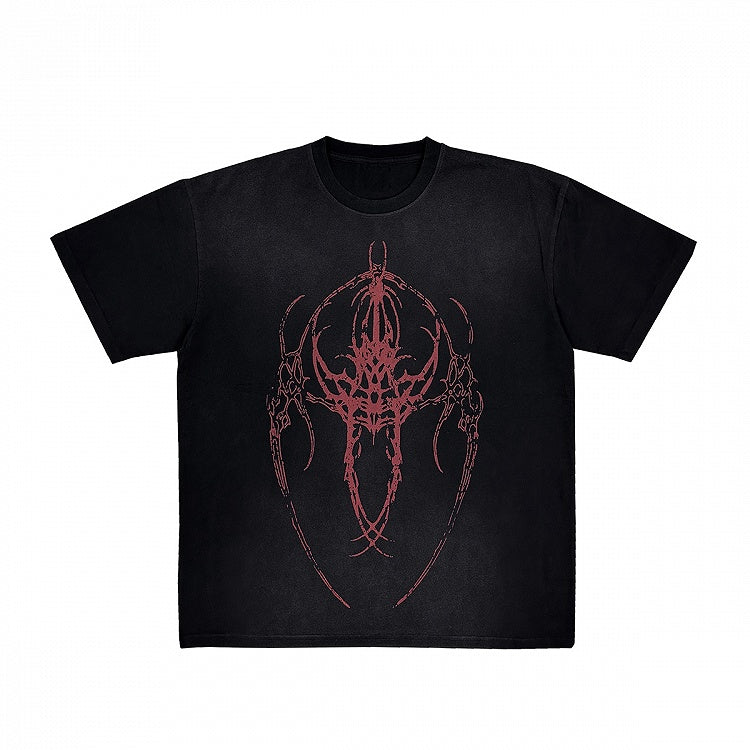 with Alien Print Black Creature Washed T-Shirt Fade