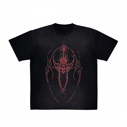 with Alien Print Black Creature Washed T-Shirt Fade