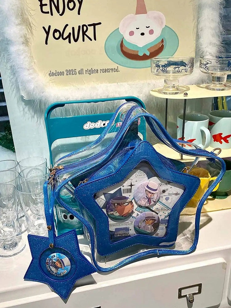 Dark Badge Star-shaped Ita Bag Set Charm PU with Blue Detachable