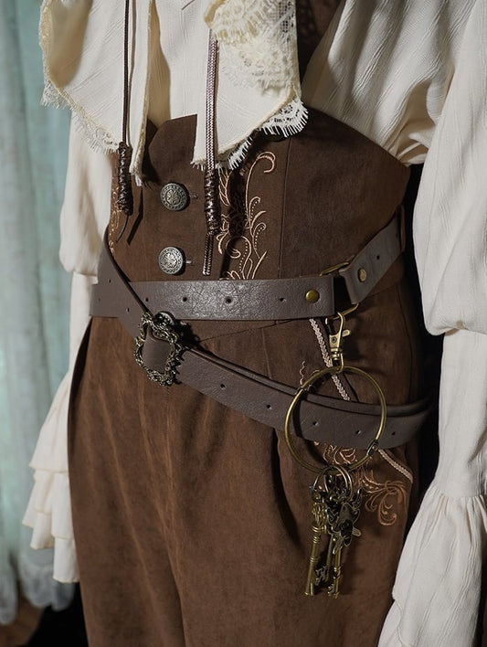 Schlüsselgürtel mit / Schwarzem Charm Kaffee