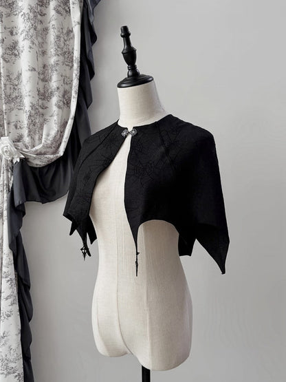 Curved Cape Embroidery for 1 Shape 34-35CM Black Shoulders Clearance-Size Web Bat Hem Wings Spider