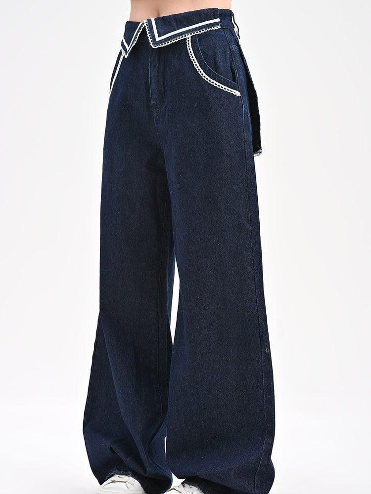 Weite Jeans Navycore Denim Taille Blau Niedrig