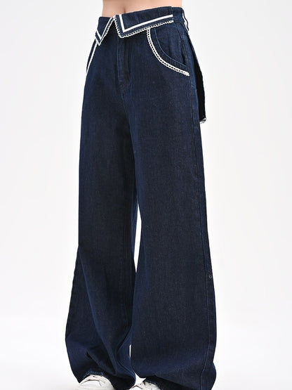 Weite Jeans Navycore Denim Taille Blau Niedrig