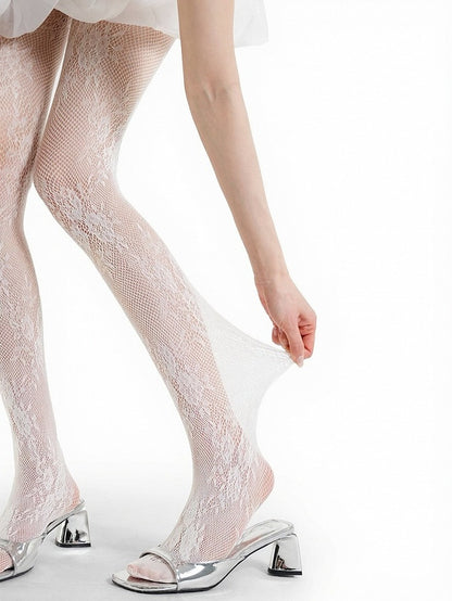 5-Color Mesh Sheer Tights with Floral Pattern - ModaSwings