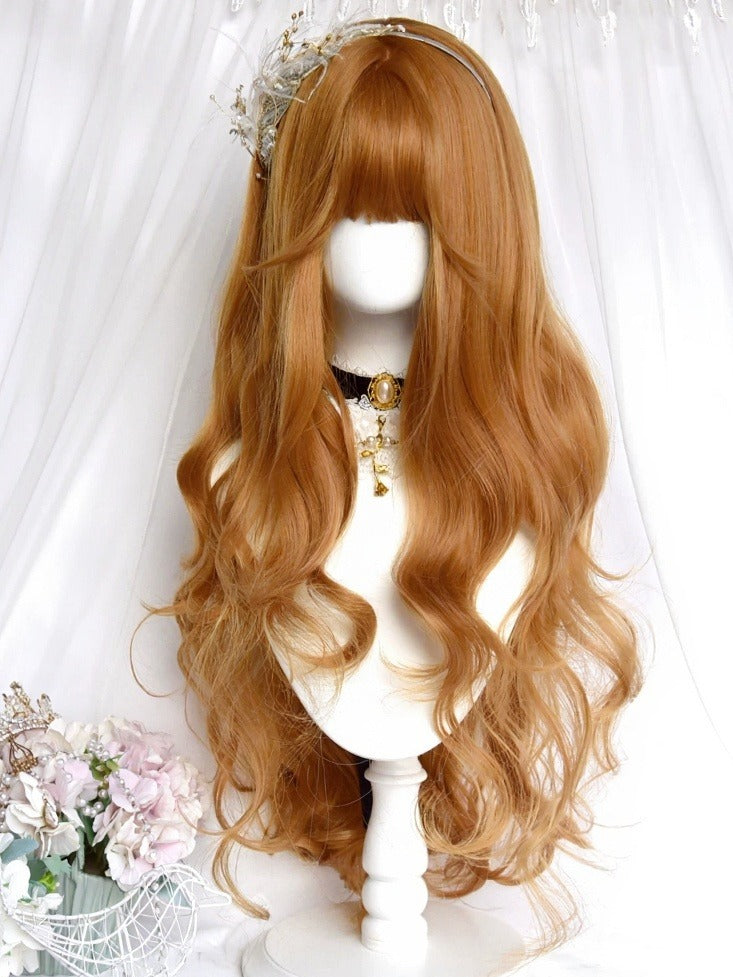 Brown 80cm Long Wavy Curly Wig with Full Bangs - Sinwavy