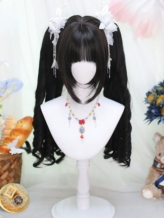 Brown Short Straight Wig with Dual Ponytail Claw Clips - Dalao Home