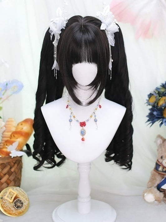 Brown Short Straight Wig with Dual Ponytail Claw Clips - Dalao Home