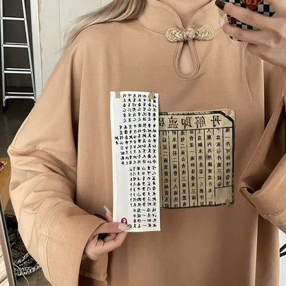 Camel Collar with Cheongsam Dress Mandarin Hoodie