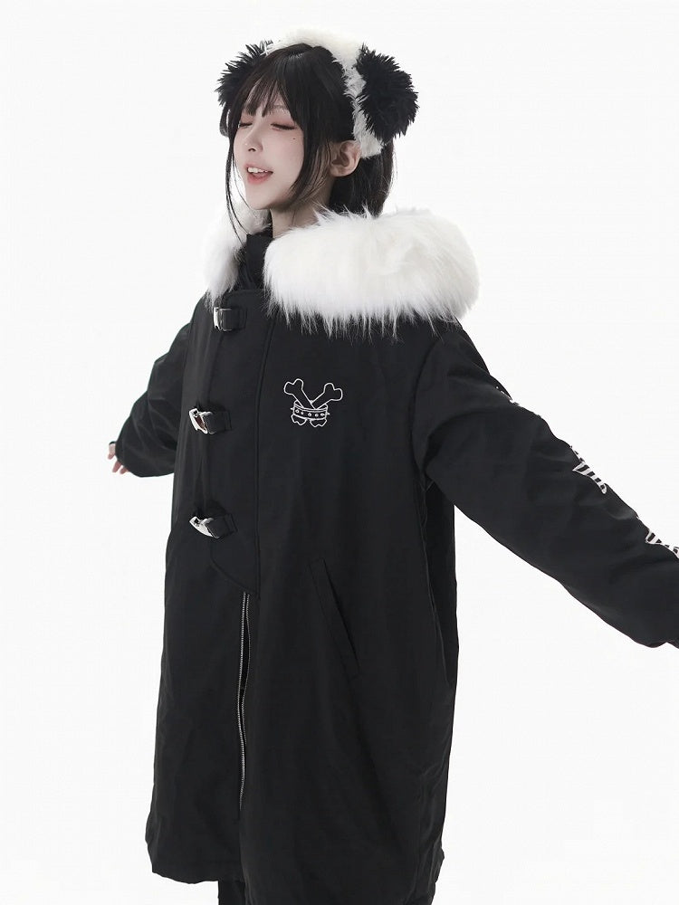 and Cozy Detailing Fleece-Lined Hood Mid with Black/Purple Star Coat Patch Plush Length