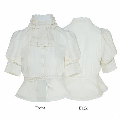with Ruffle Beige Hem Neckline Open Lolita Blouse
