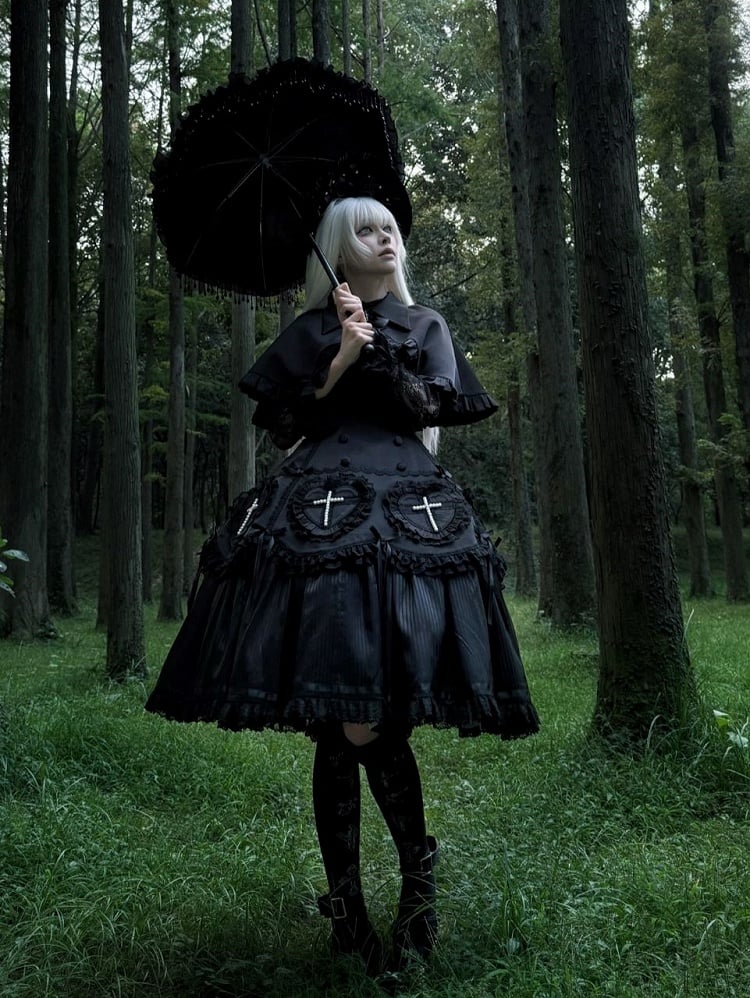 Black Cape Lolita Gothic Ruffled