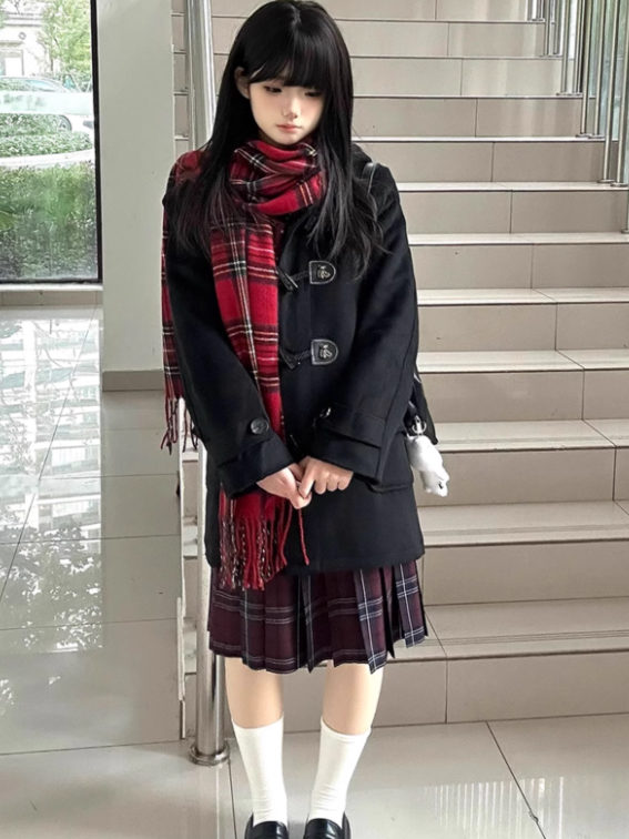Pattern Skirt 55CM Pleated Red Uniform JK Plaid