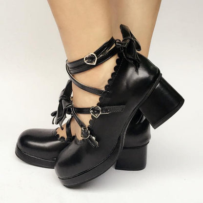 Black Cute Custom Bow SP168083 Made Lolita Shoes
