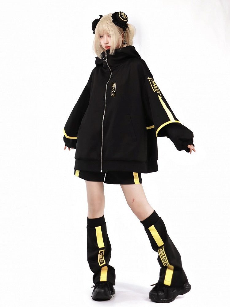 Jacke Jirai Sweatershirt Up Front Luminous Kei Cyberpunk Zip