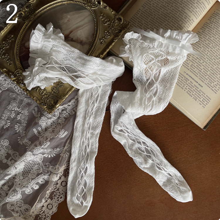 Cut-out Stulpen Bein Design Weiß Kette Overknee Strümpfe/Bein/Spitze