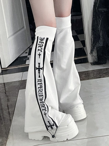 Cross Warmers Font Black White Stripe with Leg Gothic