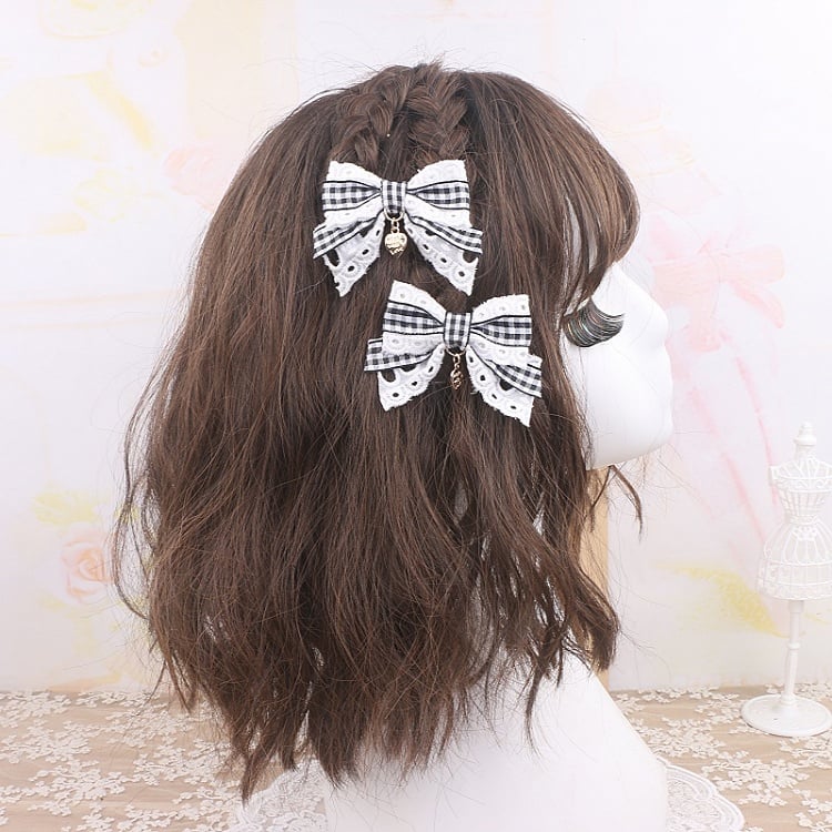 Charm 3 Lace Heart Bowknot Kei Hairclip Jirai Color Options