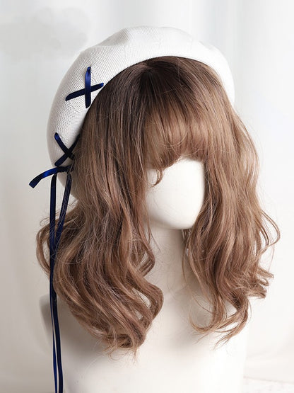 Color Options Thin Lolita 7 Beret Ribbon Lace-up