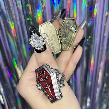 Silber/Gold Kreuzring im Sargdesign