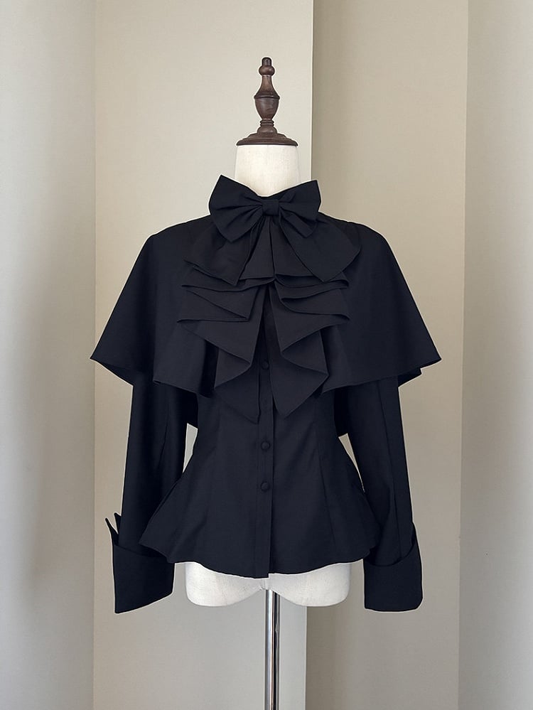 with Shirt Ouji Gothic Bowtie Cape Black Design Jabot Lolita