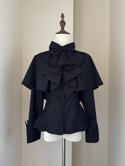with Shirt Ouji Gothic Bowtie Cape Black Design Jabot Lolita