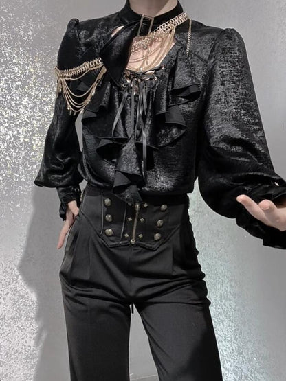 Pirate-Inspired Long-Sleeve Shirt in Ouji Lolita Style - Danger Girl