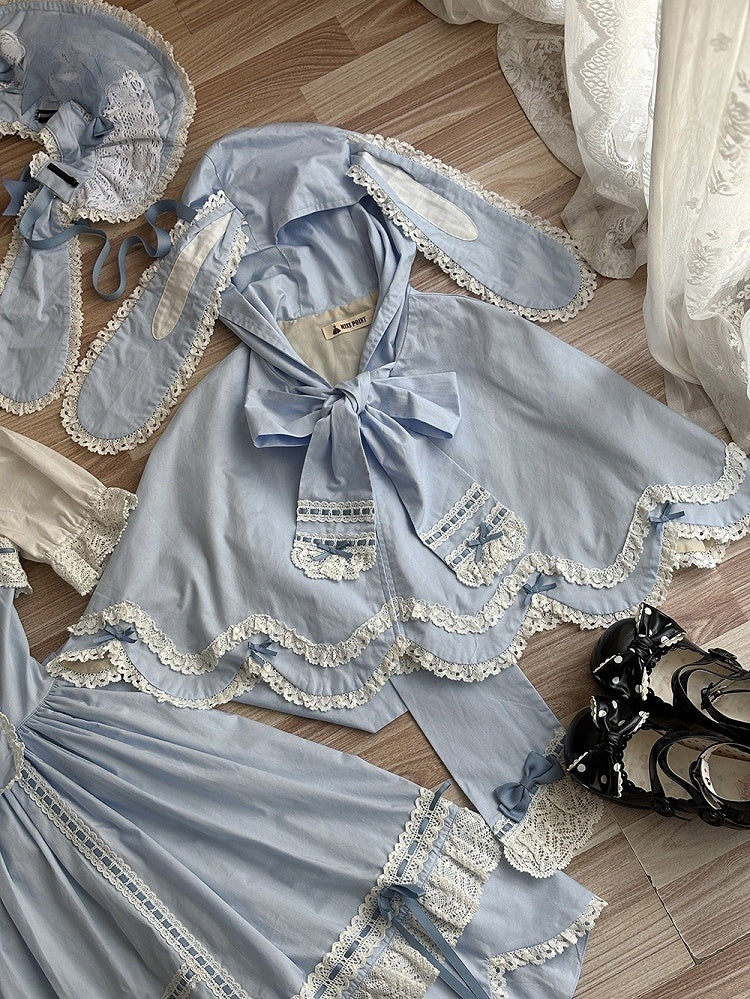 ケープイヤーフード付きバニーブルー