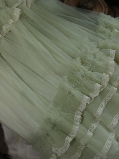 Elegant Lace Trim Tiered Underskirt - Tiny Garden