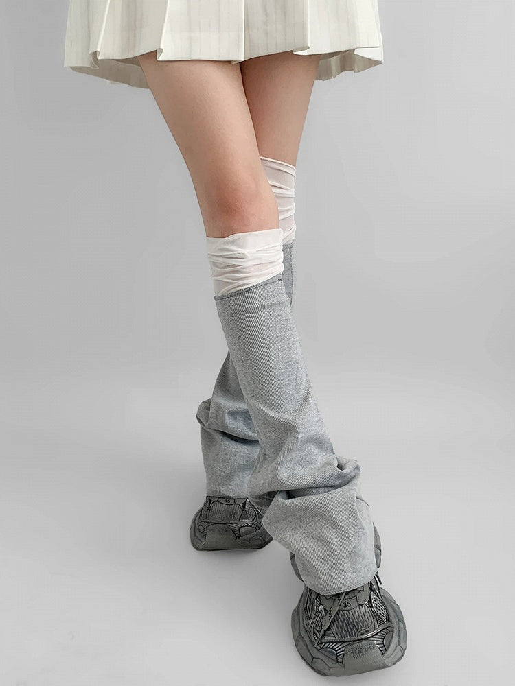 Flared Mesh-Paneled Leg Warmers