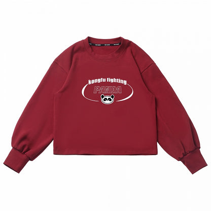 レッサーパンダプリント クロップド スウェットシャツ