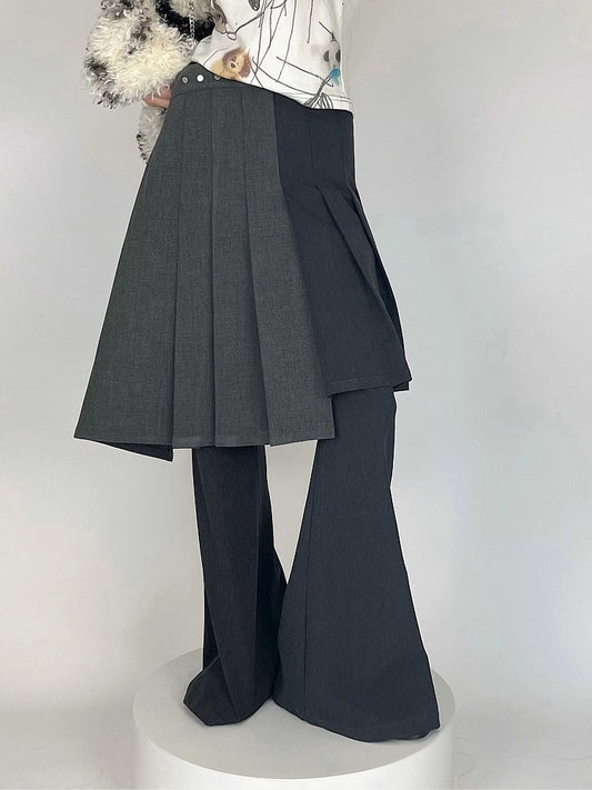 Skirt One-Wrap Gray Pleated Vintage