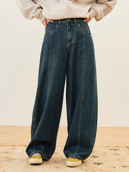 Seam Vintage - Trousers Center Front Denim High-waisted