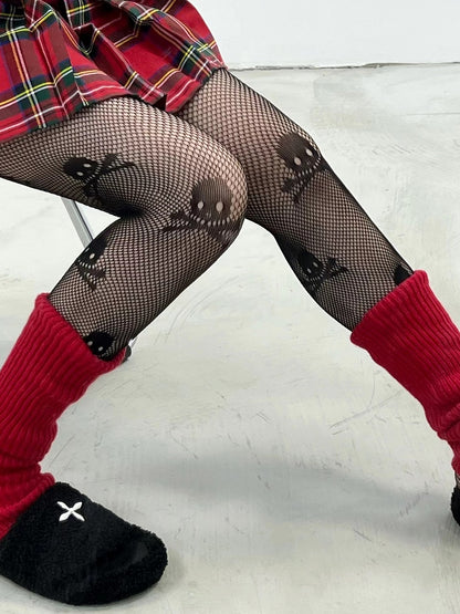Tights Skull Pattern Red/Black