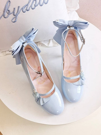 High-heel Heel Classic Shoes Ornaments - Blue Beaded 9cm with Lolita Height