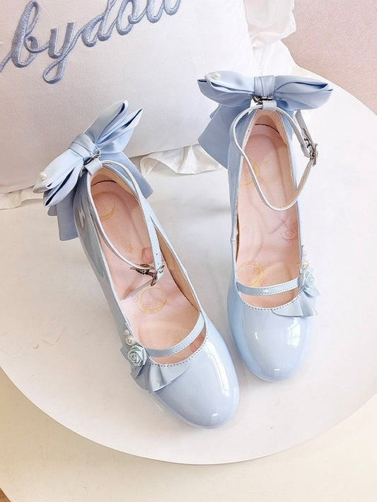 High-heel Heel Classic Shoes Ornaments - Blue Beaded 9cm with Lolita Height