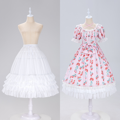 Saum Birdcage Petticoat Stufen 75cm Weiß/Beige Chiffon Fischgräte