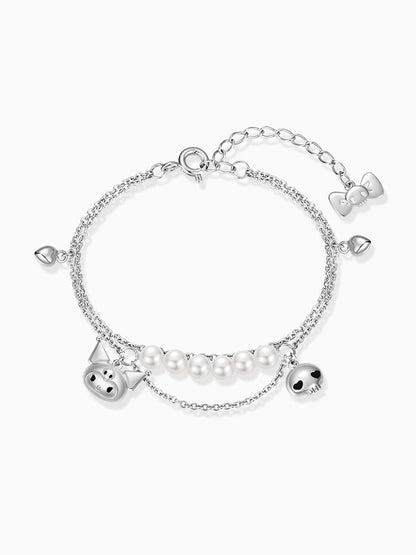 Silver Bracelet Kuromi Skull Charm Beads