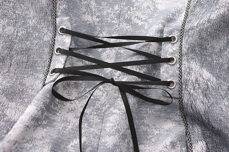 Gray Embroidery Coat Ouji Belts Two Sleeveless with Rosette Lolita
