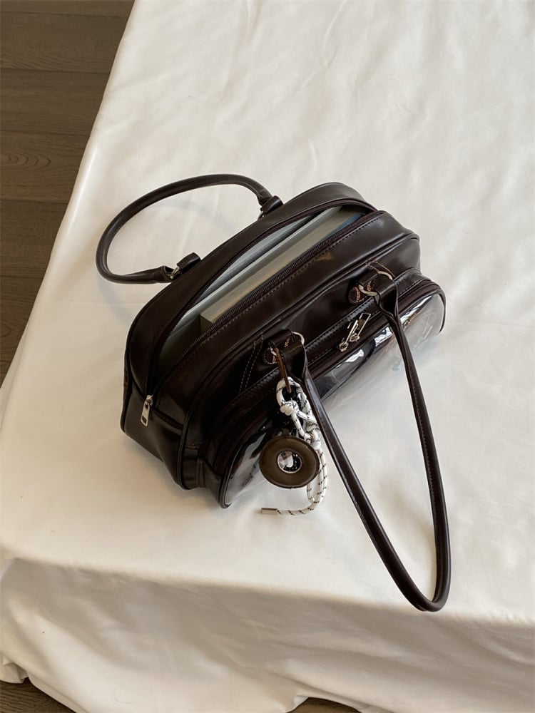 Baseball Shoulder Ita Embroidery Brown Decoration Bag